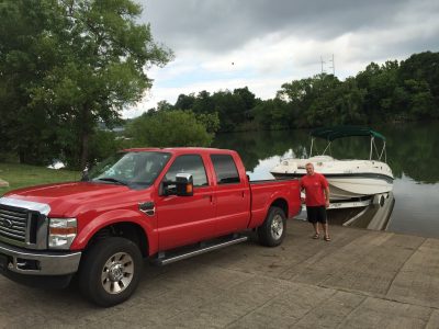 truck and boat at Charleston access site jfv